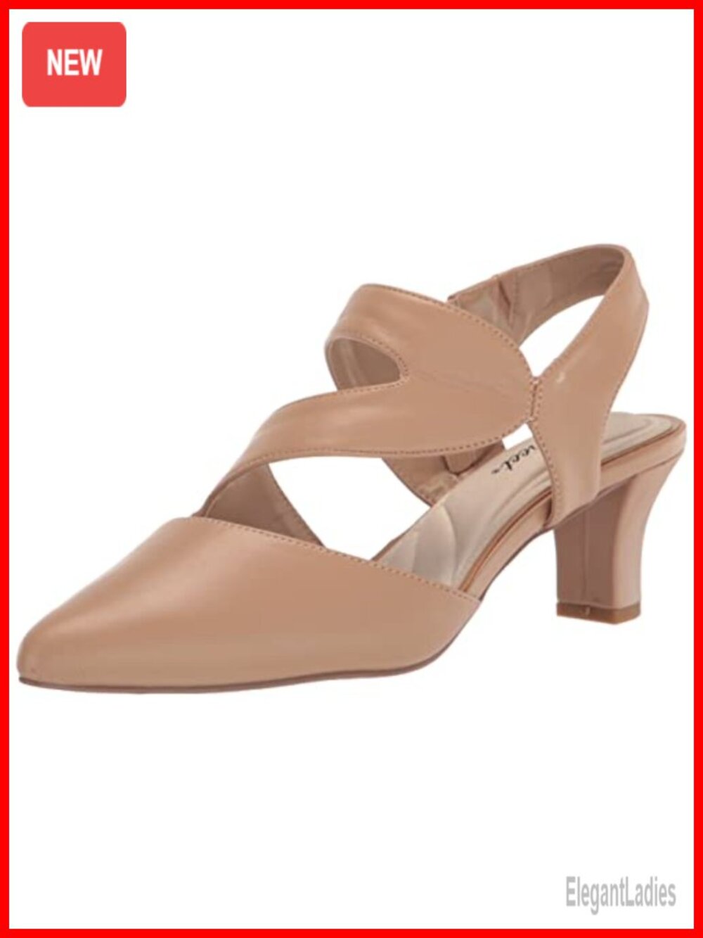 Easy Street Women's Pumps 2 Inch Dress Heel Asymmetrical Slingback Stretch